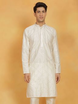 Vastramay - Mens Off White Viscose Kurta