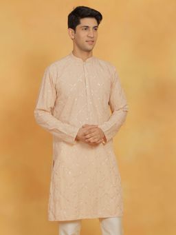 Vastramay - Mens Beige Viscose Kurta