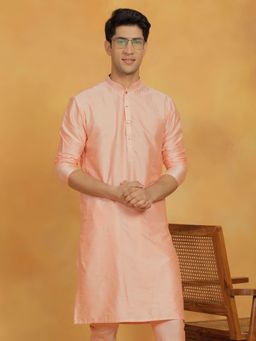 Vastramay - Mens Peach Viscose Kurta