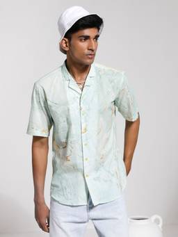 Vastramay - Mens Mint Green Cotton Ethnic Shirt