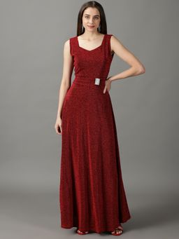 SHOWOFF - Womens Fit & Flare Red Maxi Dress