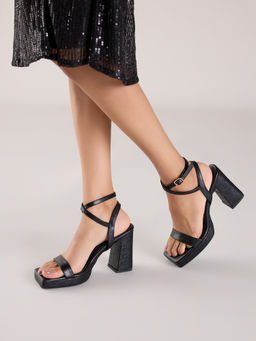 RSVP by Nykaa Fashion - Black Wide Square Toe Platform Block Heels