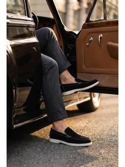 Alberto Torresi - Black Leather Round Toe Pair Of Loafers