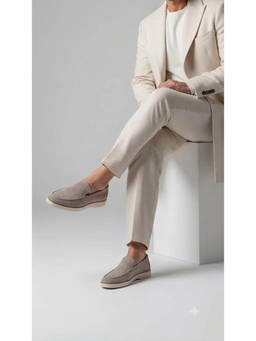 Alberto Torresi - Cream Leather Round Toe Pair Of Loafers