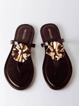Megleo - Black Pu Round Toe Pair Of Flats