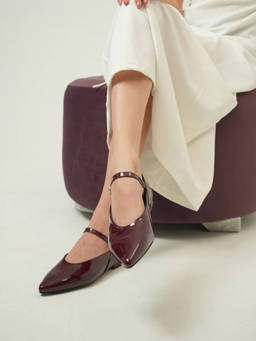 Megleo - Maroon Pu Pointed Toe Pair Of Ballerinas