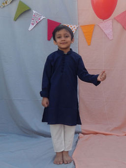 The Cotton Staple - Blue Navy Kurta With Pant (Set of 2)