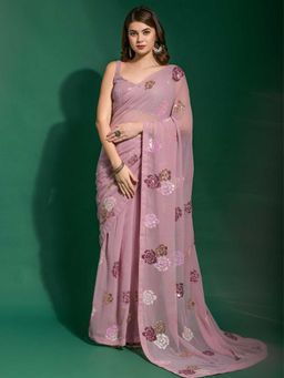 Odette - Pink Georgette Saree With Blouse Piece
