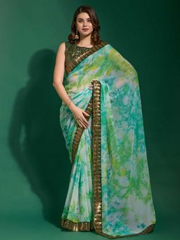 Odette - Sea Green Georgette With Blouse Piece