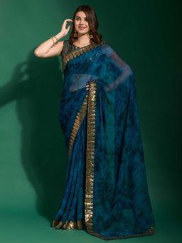 Odette - Teal Georgette With Blouse Piece