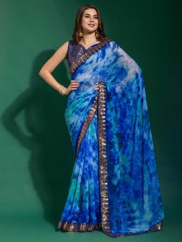 Odette - Blue Georgette With Blouse Piece