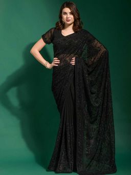 Odette - Black Georgette Saree With Blouse Piece