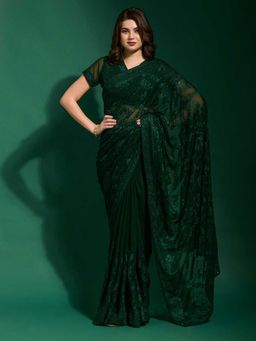 Odette - Green Georgette Saree With Blouse Piece