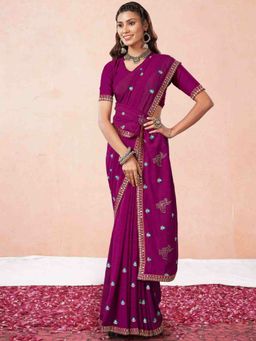 Odette - Purple Georgette With Blouse Piece