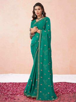 Odette - Teal Georgette With Blouse Piece