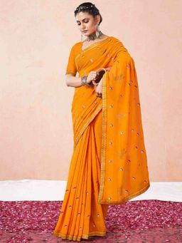 Odette - Yellow Georgette With Blouse Piece