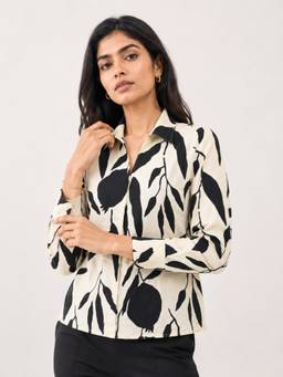 Twenty Dresses by Nykaa Fashion - Monochrome Pomegranate Leaf Print Shirt