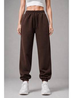 MIXT by Nykaa Fashion - Womens Relaxed Fit Casual Brown Terry Joggers