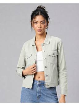 MIXT by Nykaa Fashion - Womens Steel Grey Solid Pure Cotton Shacket Jacket