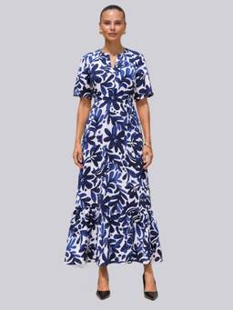Twenty Dresses by Nykaa Fashion - Womens Blue Floral Printed Flared Maxi Dress