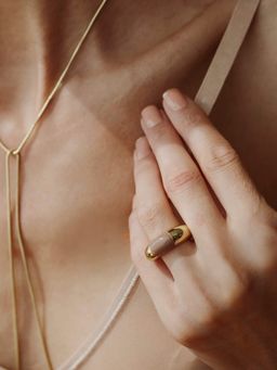 Lunaya Jewelry - Check Mate Dome Ring Chocolate Brown