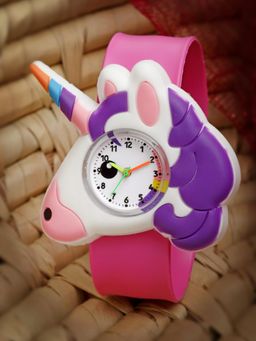 Stol'N - Unicorn Detailed Slap Stick Wrist Watch - Dark Pink