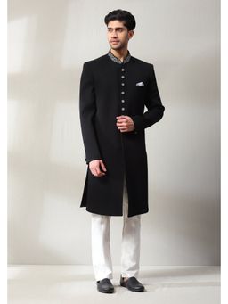 Soniya G - Black Embroidered Bandhgala with Pant