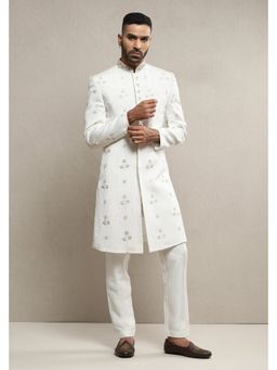 Soniya G - Off White Georgette Embroidered Sherwani with Pant
