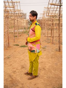 Soniya G - Green Embroidered Jacket with Kurta and Pant