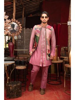 Soniya G - Mauve Embroidered Jacket with Kurta and Pant