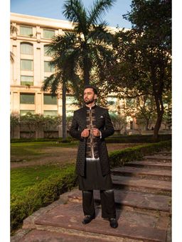 Soniya G - Black Open Indowestern Jacket with Ombre Kurta and Pant's