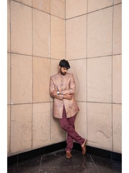 Soniya G - Pale Pink Indowestern Kurta with Wine Pant