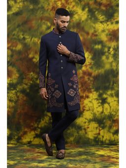 Soniya G - Navy Blue Embellished Kurta and Pant
