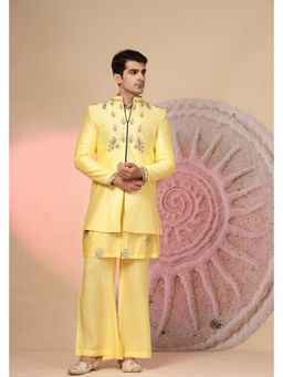 Soniya G - Radiant Yellow Embroidered Kurta and Waistcoat with Pant