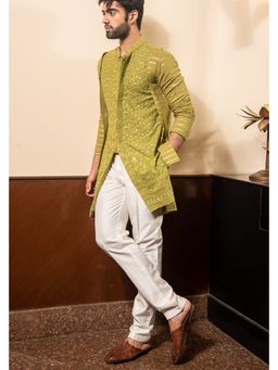 Soniya G - Parrot Green Lucknowi Kurta and Pant