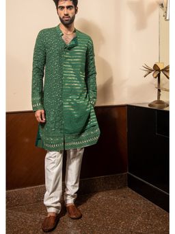 Soniya G - Bottle Green Lucknowi Kurta and Pant
