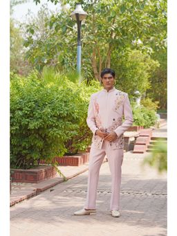Soniya G - Blush Pink Floral Embroidery and Zardozi Sherwani with Pant