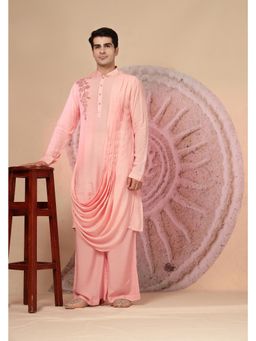 Soniya G - Peach Draped Kurta with Embroidered Detail and Pant