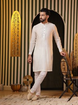 Soniya G - Elegant Off-White Embroidered Kurta and Churidar