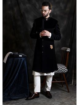 Soniya G - Black Indowestern Sherwani with Kurta and Pant
