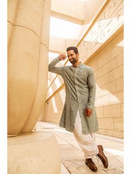 Soniya G - Duck Egg Blue Lucknowi Kurta and Dhoti Pant