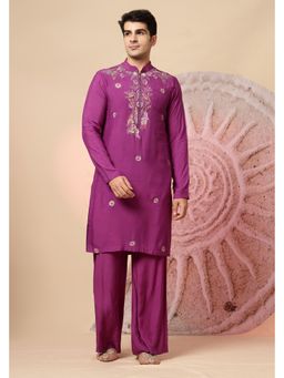 Soniya G - Elegant Magenta Silk Blend Kurta and Pant Set