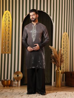 Soniya G - Black Mirror and Metalwork Embroidery Kurta and Pant Set