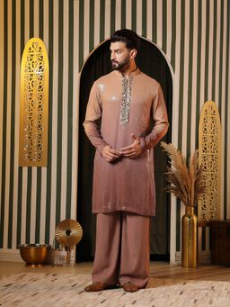 Soniya G - Dusty Rose Mirror and Thread work Embroidery Kurta and Pant Set
