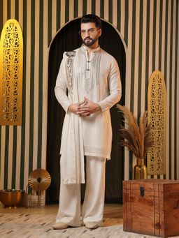 Soniya G - Off-White Embellished Kurta and Pant with Embroidered Stole