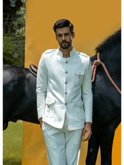 Soniya G - This Ivory Codroys Three Pocket Jacket and Pant