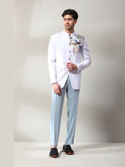 Soniya G - This white jodhpuri set is embellished by beautiful hand work