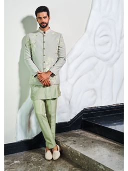 Soniya G - Sea Green Embroidered Jodhpuri Kurta and Pant with Jacket