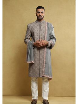 Soniya G - Grey Coloured Coin Sherwani and Pant