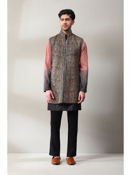 Soniya G - Black Handloom Thread Work Kurta and Pant with Jacket